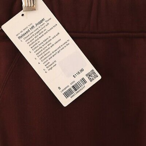 💥Lululemon Relaxed High Waist Joggers Size 8 Pockets Elastic Waist NWT B64 - Picture 2 of 8